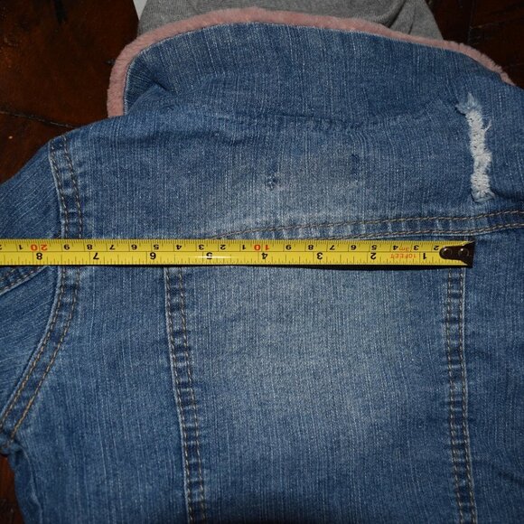 Girls Denim Jacket Hooded Size 3T Fur Collar - Picture 10 of 15